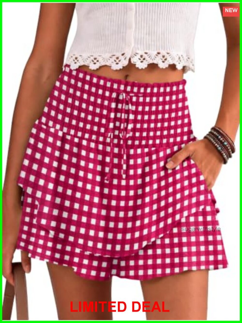 Ruffle Skort for Women Smocked Waist Flowy A-Line Built-in Shorts